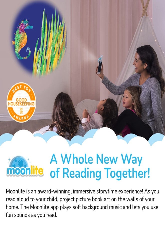 مونليت جهاز عرض قصص مونلايت الصغير مع 4 قصص من تأليف إريك كارل، طريقة سحرية للقراءة معًا، كتب قصص رقمية، مؤثرات صوتية ممتعة، تعليم حسي مبكر، هدايا للأطفال من عمر سنة فما فوق - Image 3